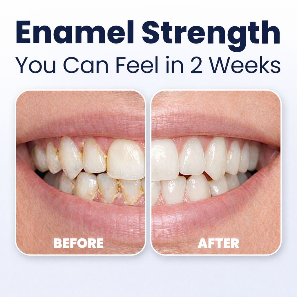 Before and after case of close up proof of teeth and enamel strength